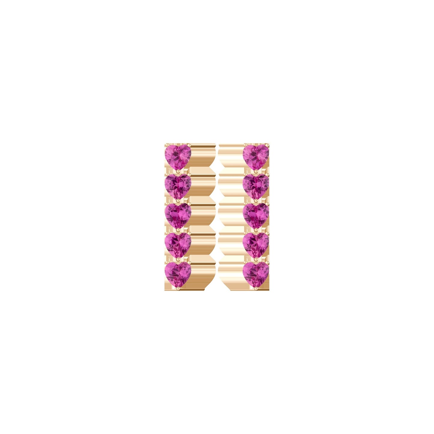 Lab Grown Pink Sapphire Heart Tennis Earrings