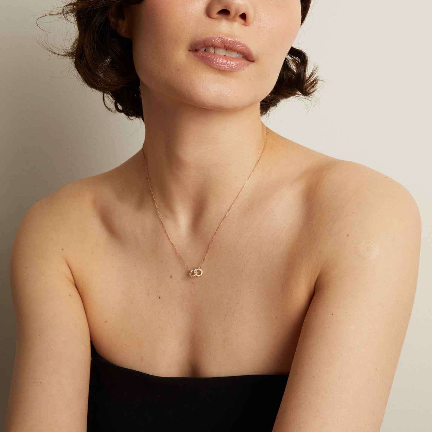 Double Lab Grown White Sapphire Connection Necklace