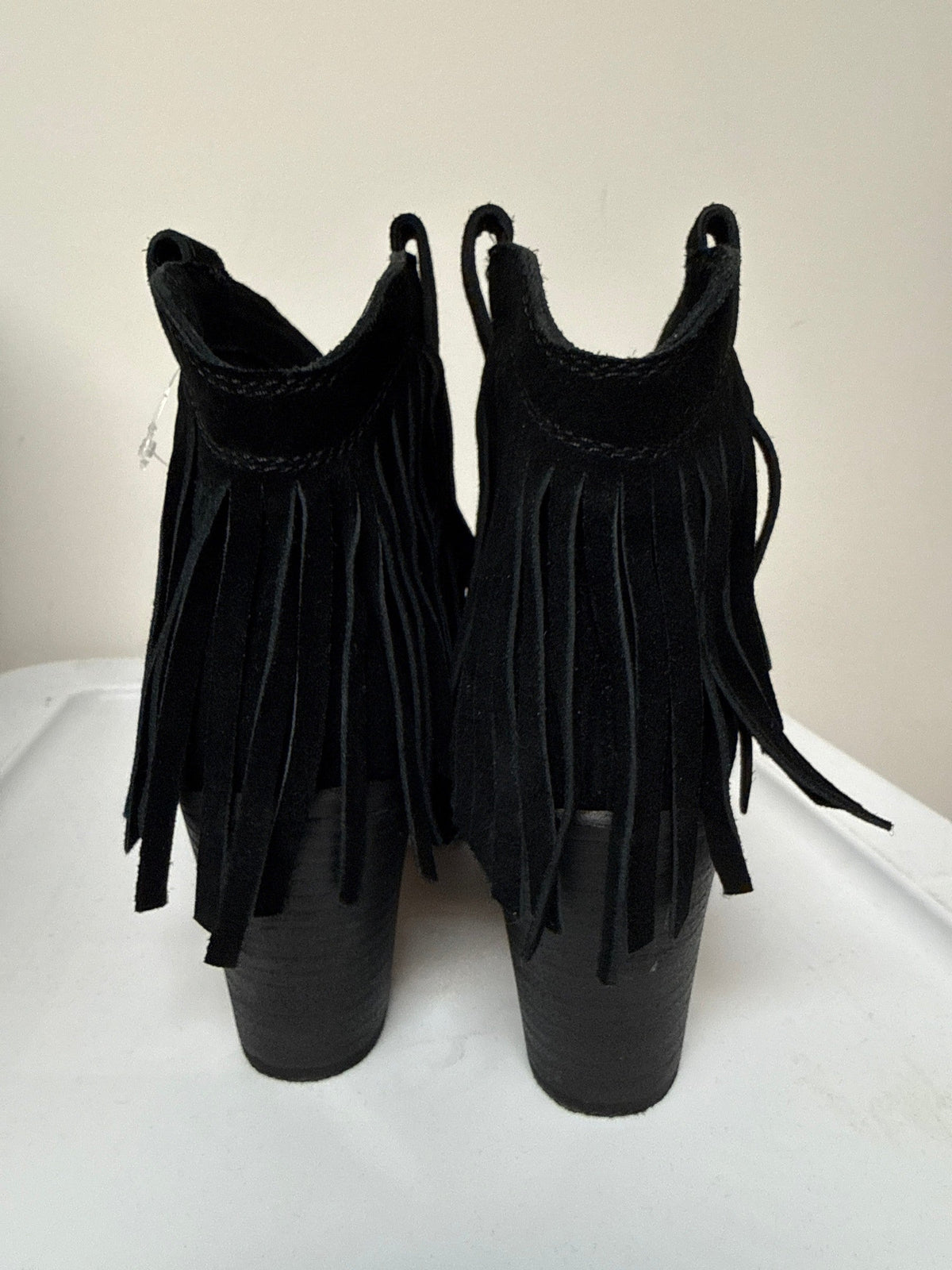 Splendid Black Suede Fringe Boots, 8
