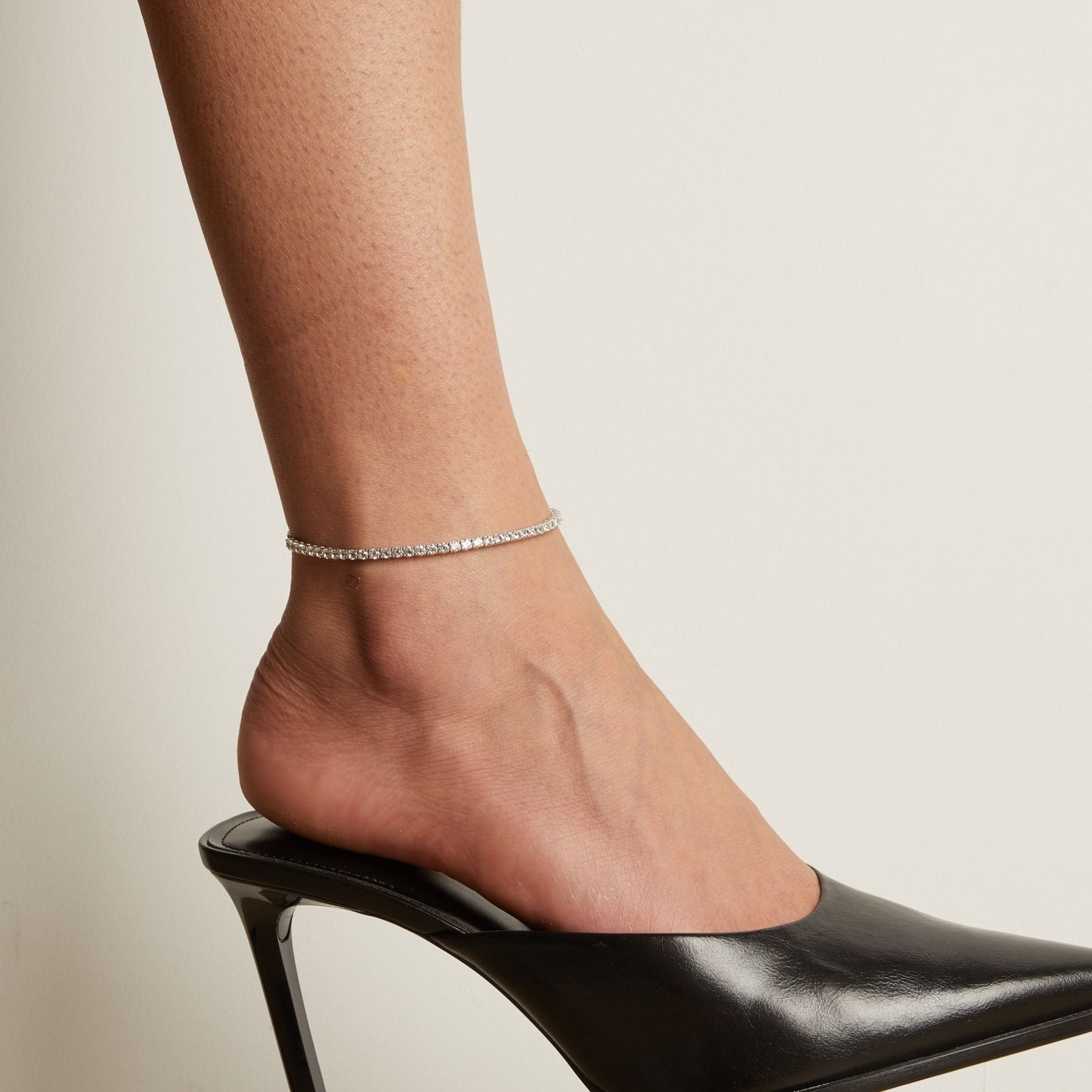 Lab Grown White Sapphire Tennis Anklet