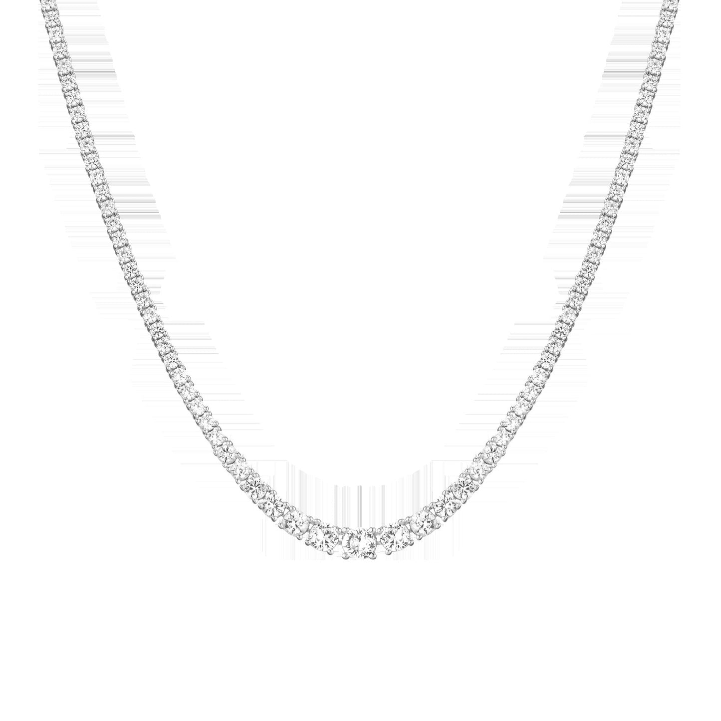Lab Grown White Sapphire Graduated Modern Tennis Necklace