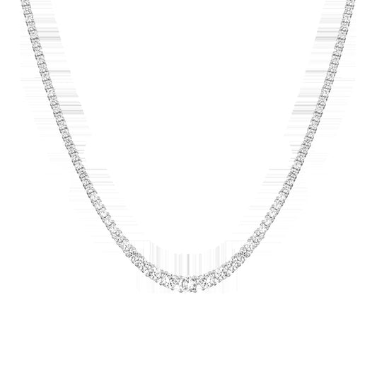 Lab Grown White Sapphire Graduated Modern Tennis Necklace