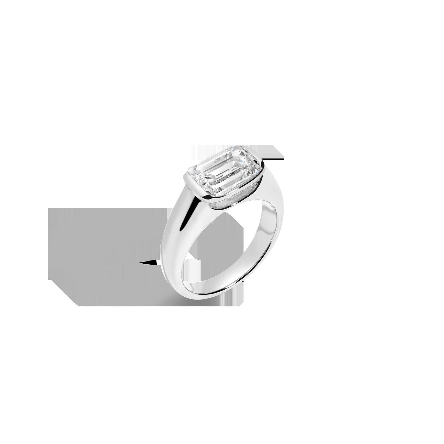 3ct Emerald Lab Grown Diamond Floating Signet Ring