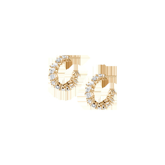 Lab Grown White Sapphire Mixed Shape Hoop Earrings