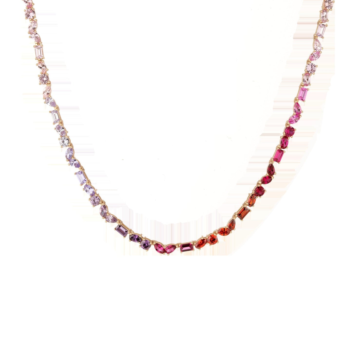 Pink Ombré Mixed Shape Tennis Necklace