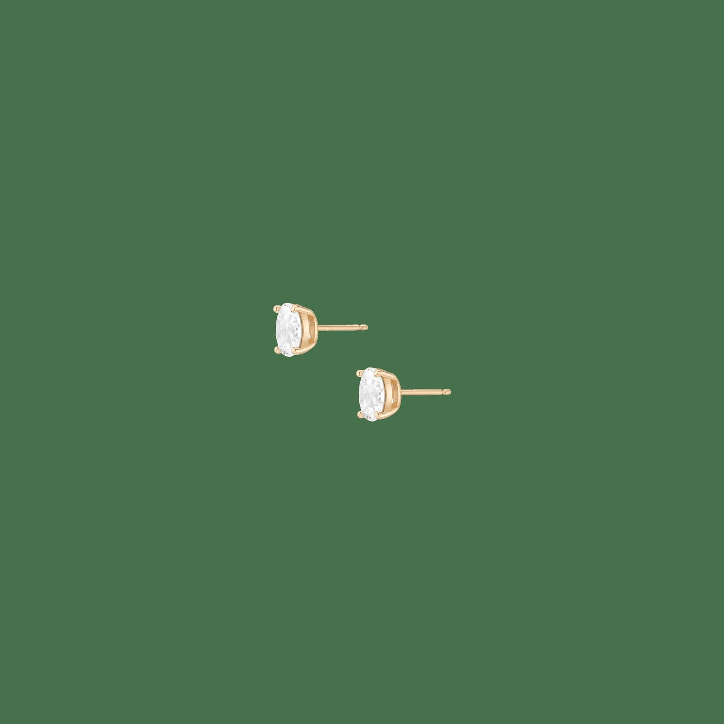 Oval Gemstone Solitaire Stud Earrings
