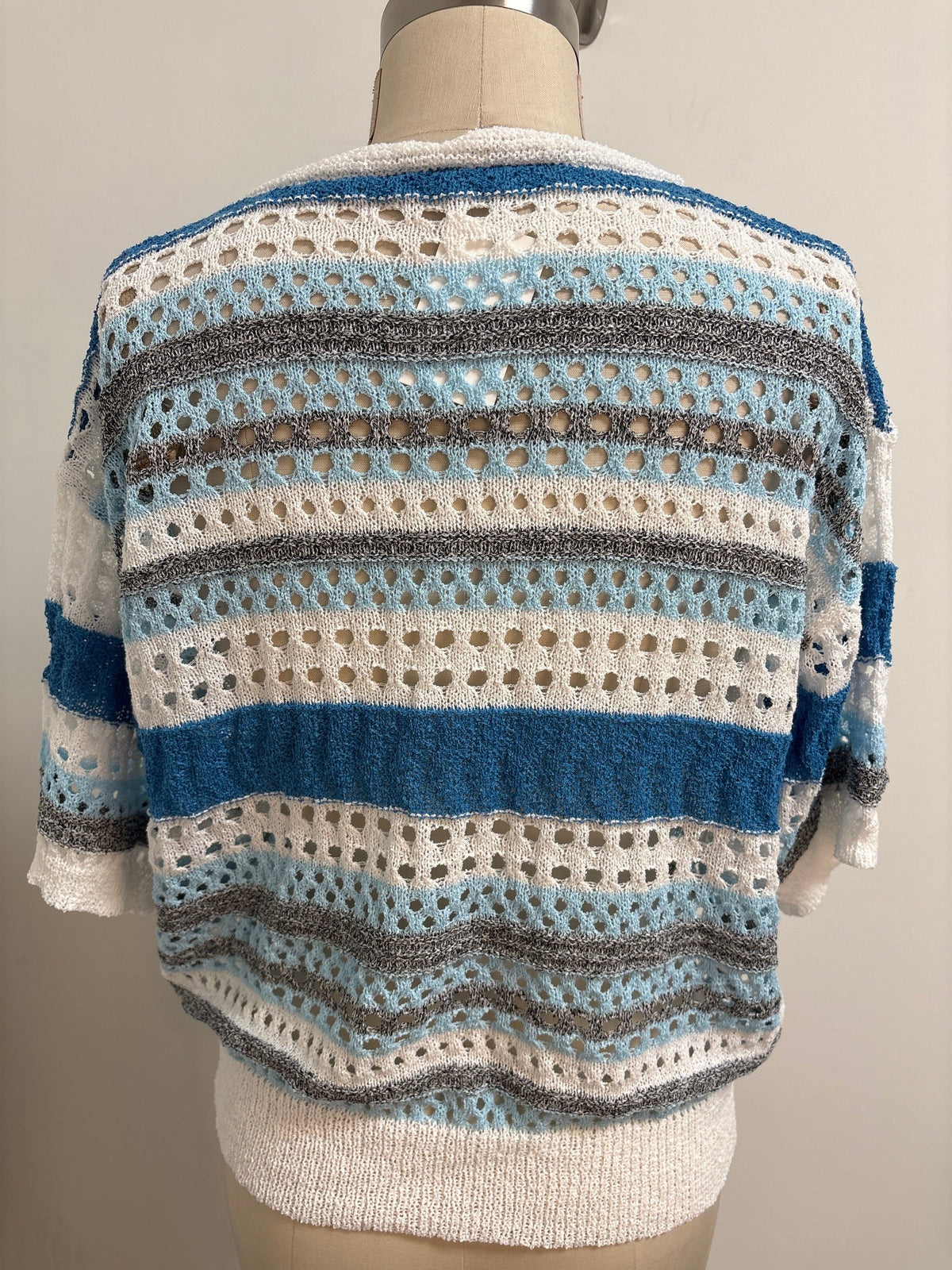 Open Stitch Blue Sweater, L