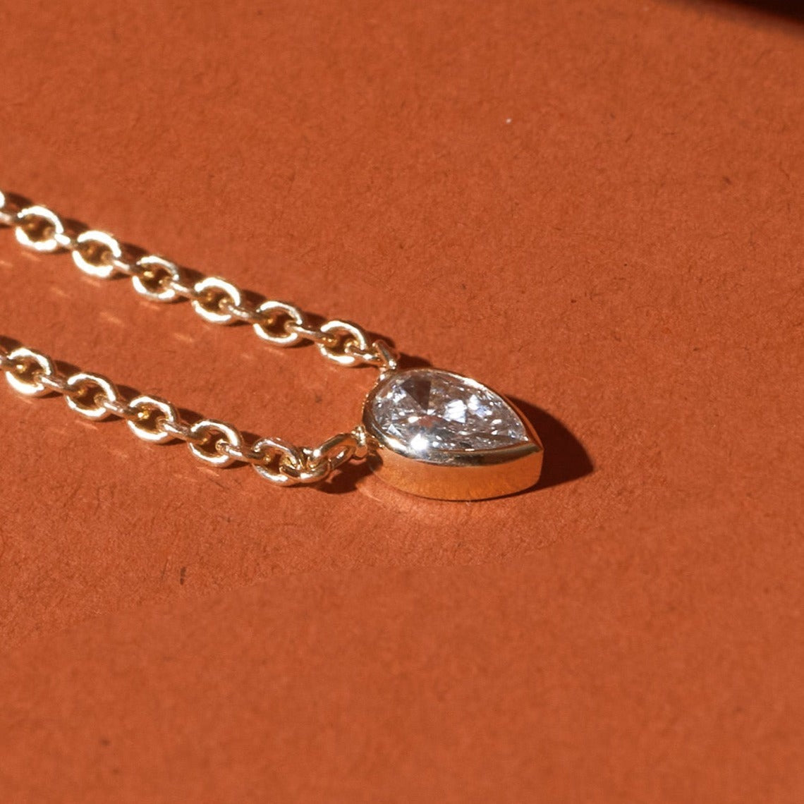 XL Lab Grown Diamond Pear Bezel Necklace