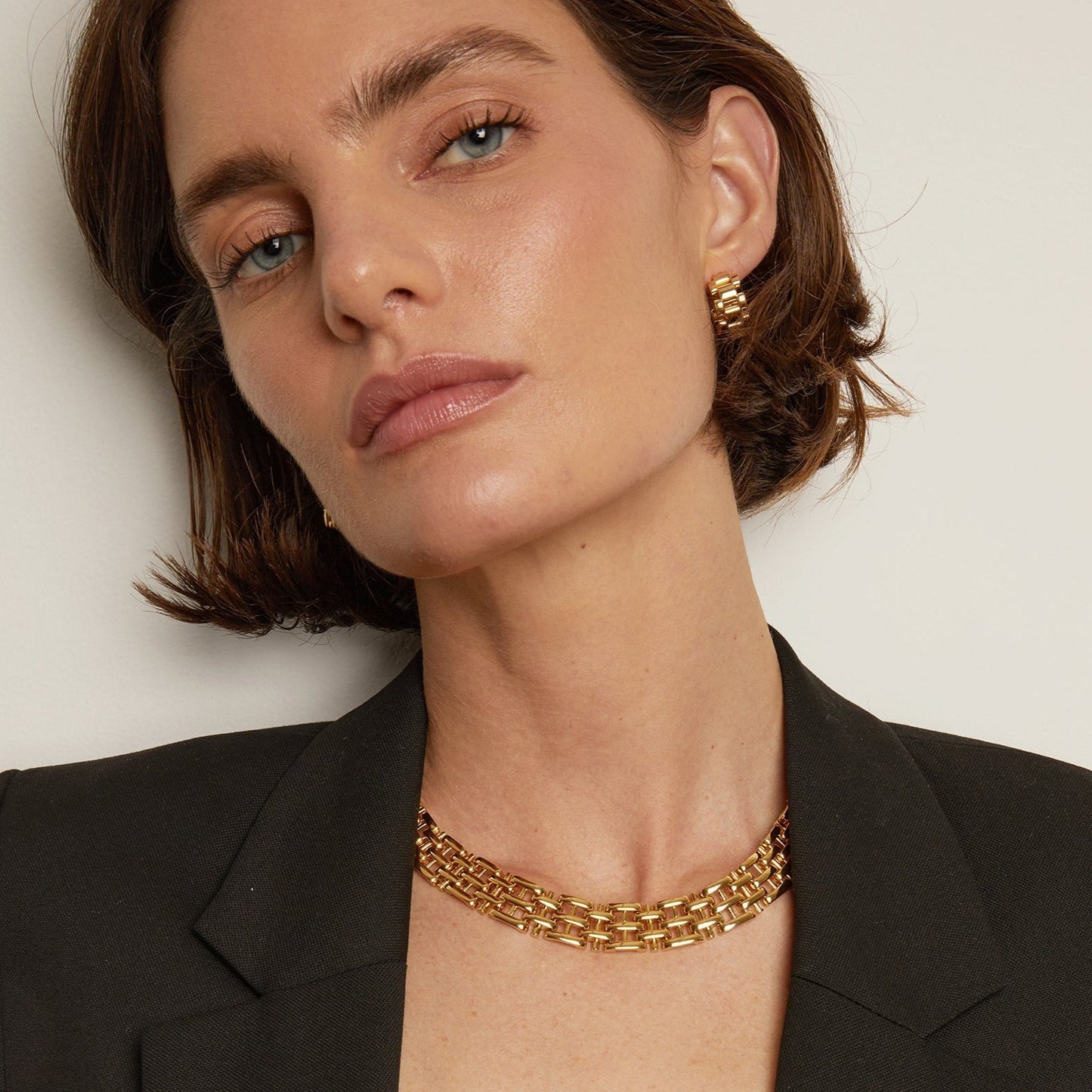Panther Chain Link Hoop Earrings