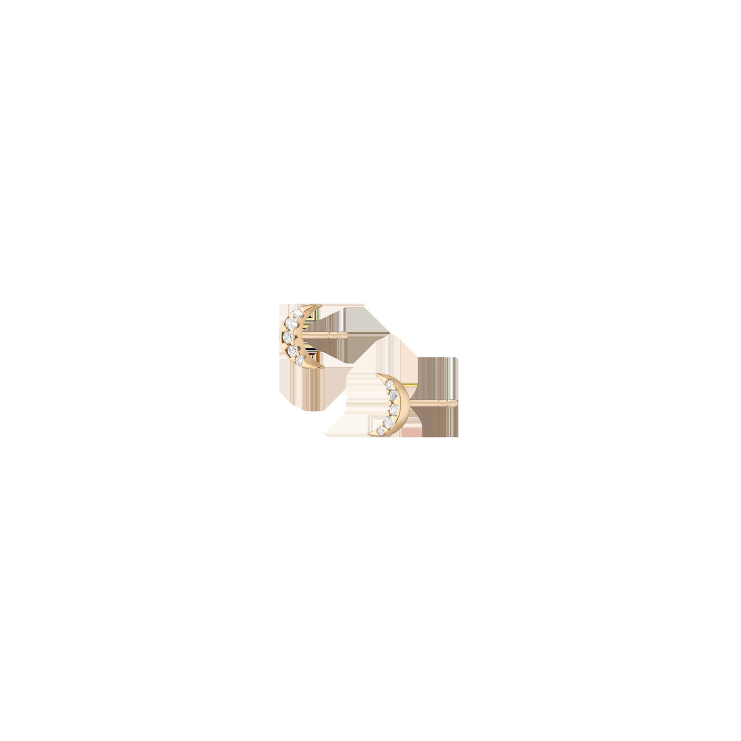 Lab Grown White Sapphire Moon Stud Earrings