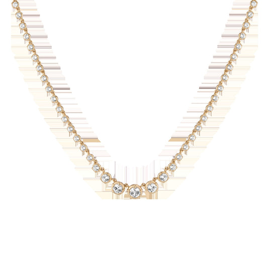 Lab Grown White Sapphire Graduated Georgian Tennis Necklace