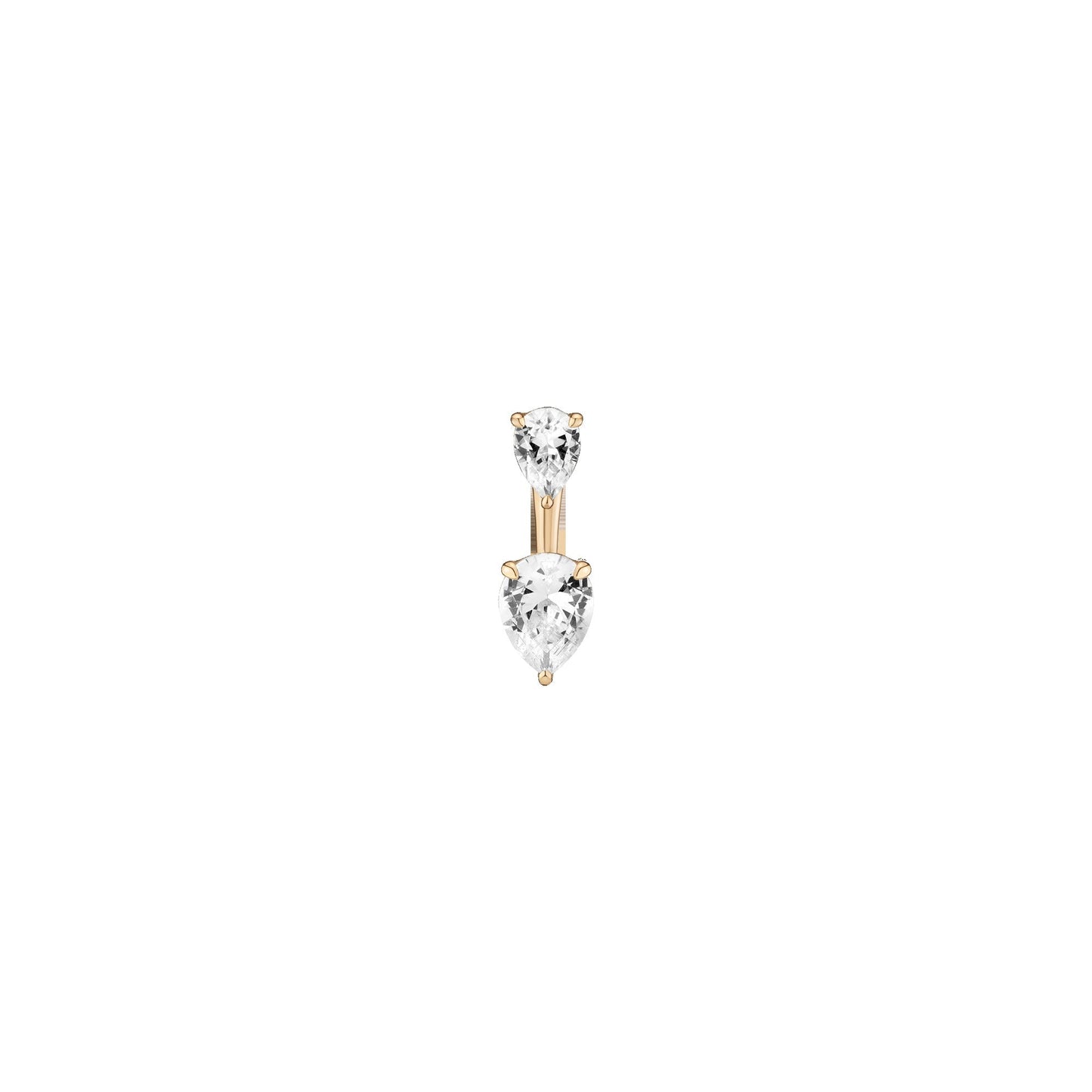 Lab Grown White Sapphire Ear Jacket - Pear Bottom Stone