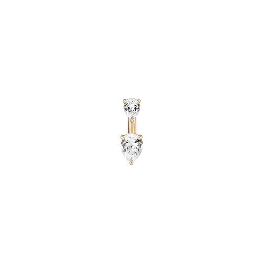 Lab Grown White Sapphire Ear Jacket - Pear Bottom Stone