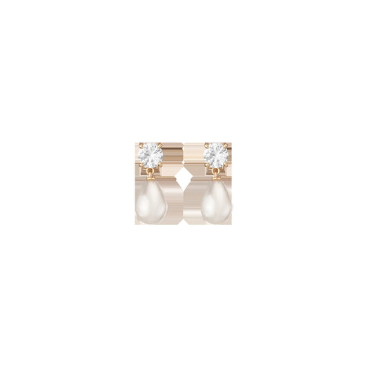 Lab Grown White Sapphire Pearl Drop Earrings