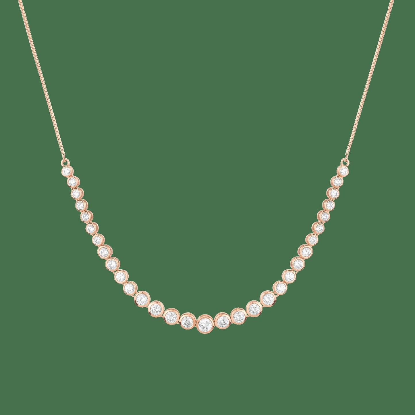 Graduated Lab Grown Diamond Bezel Necklace