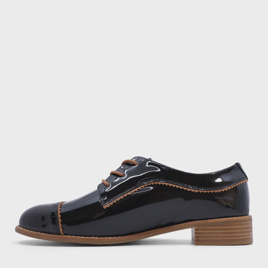 BRESLEY ALPOPO BLACK PATENT/TAN TRIM