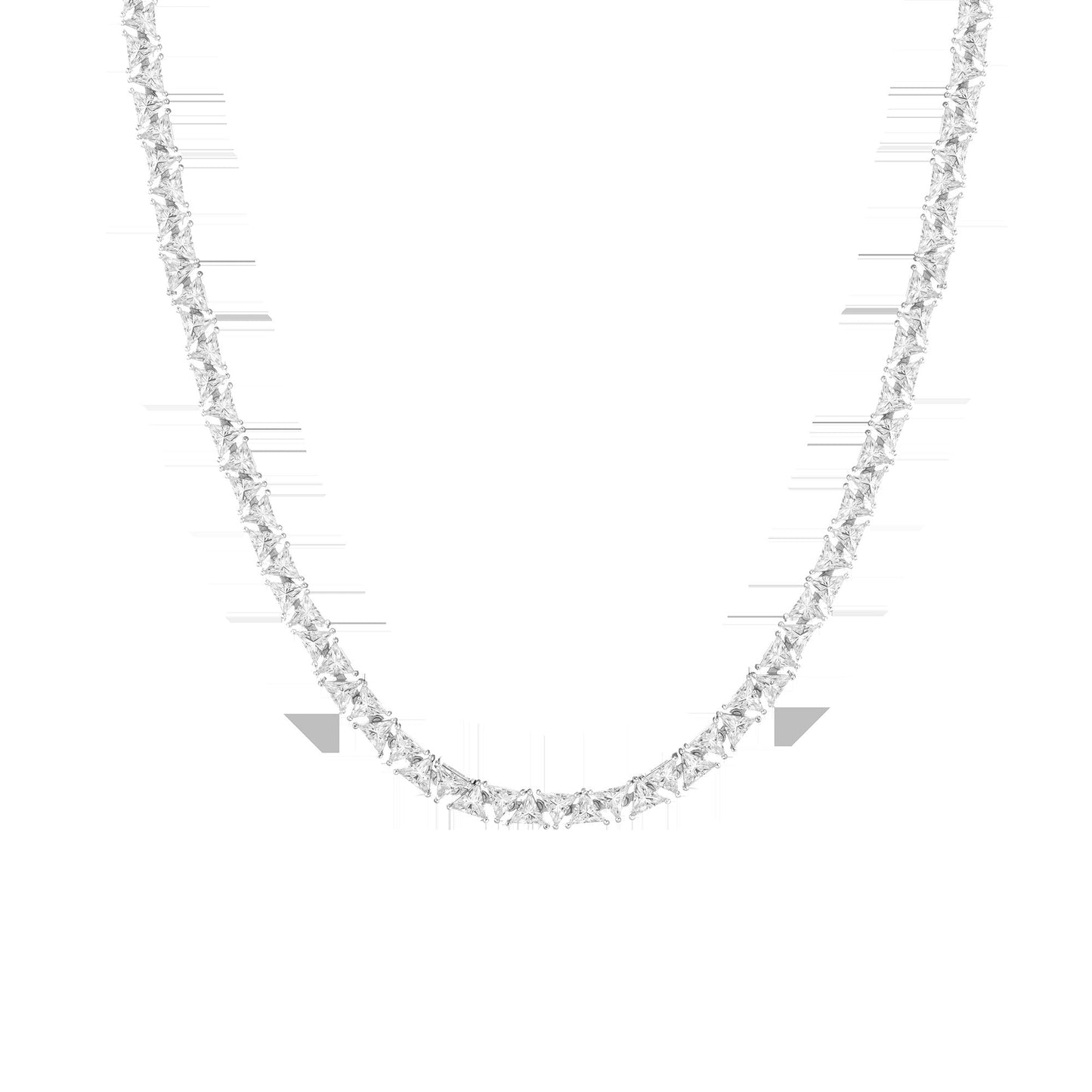 Lab Grown White Sapphire Trillion Tennis Necklace