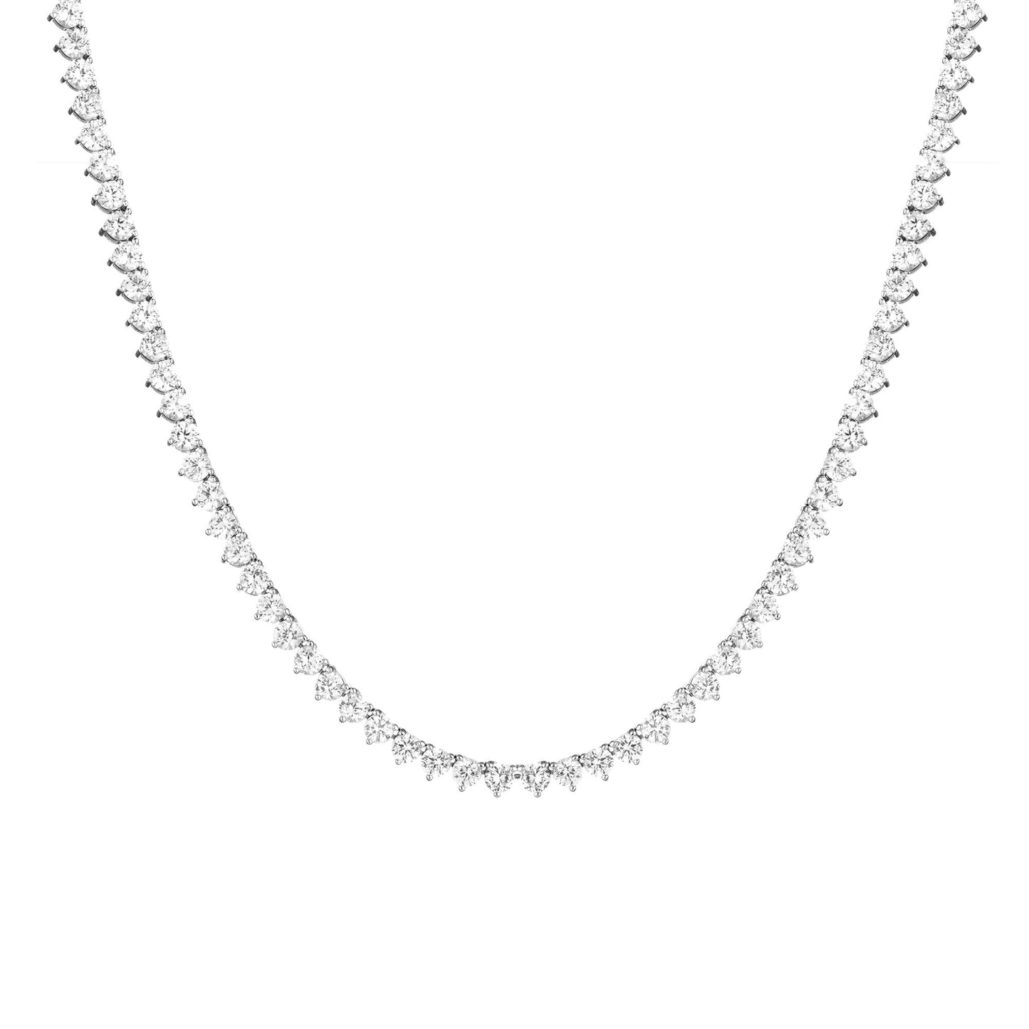 Lab Grown White Sapphire Three-Prong Tennis Necklace