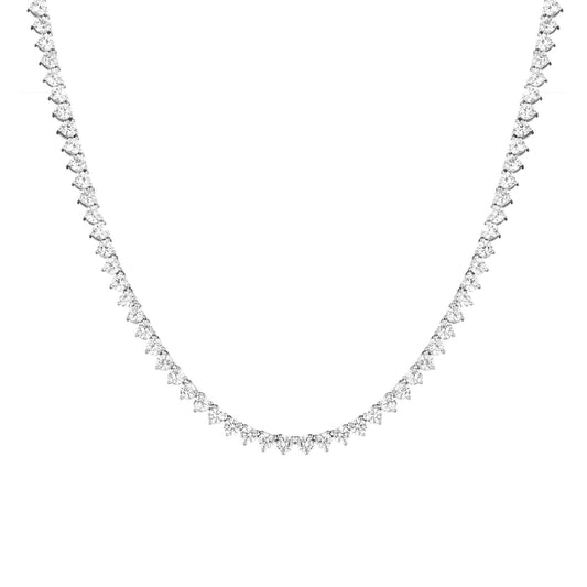 Lab Grown White Sapphire Three-Prong Tennis Necklace