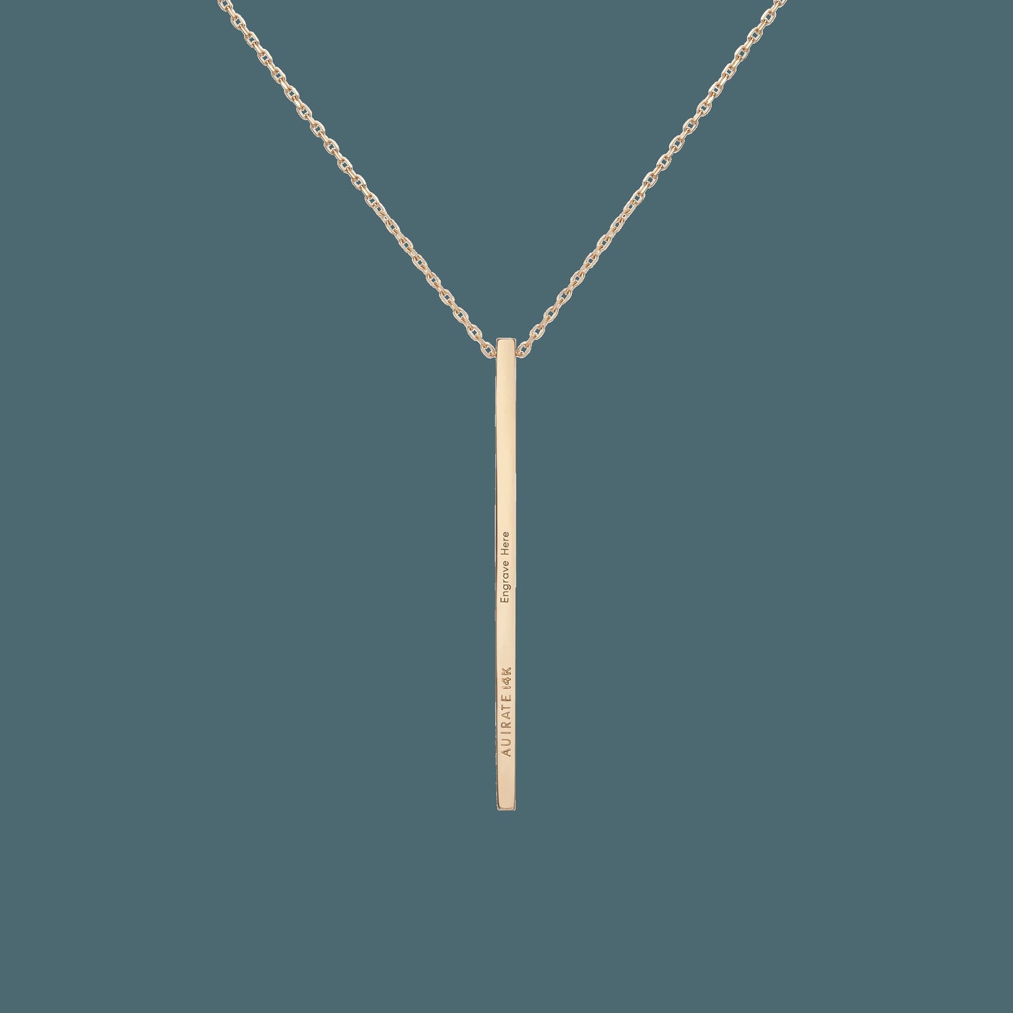 Long Gold Bar Drop Necklace