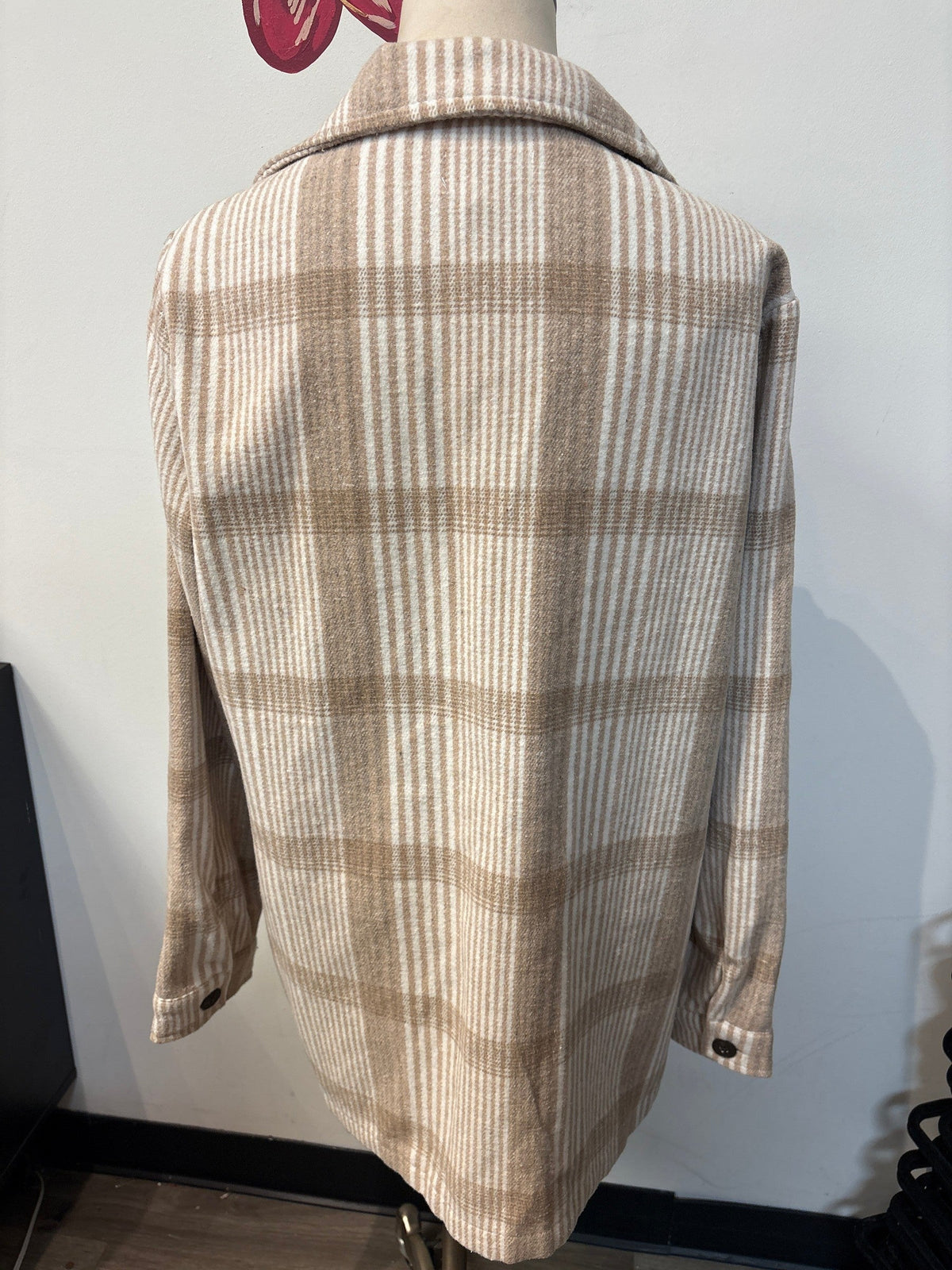 Ci Sono Open Front Plaid Jacket, L