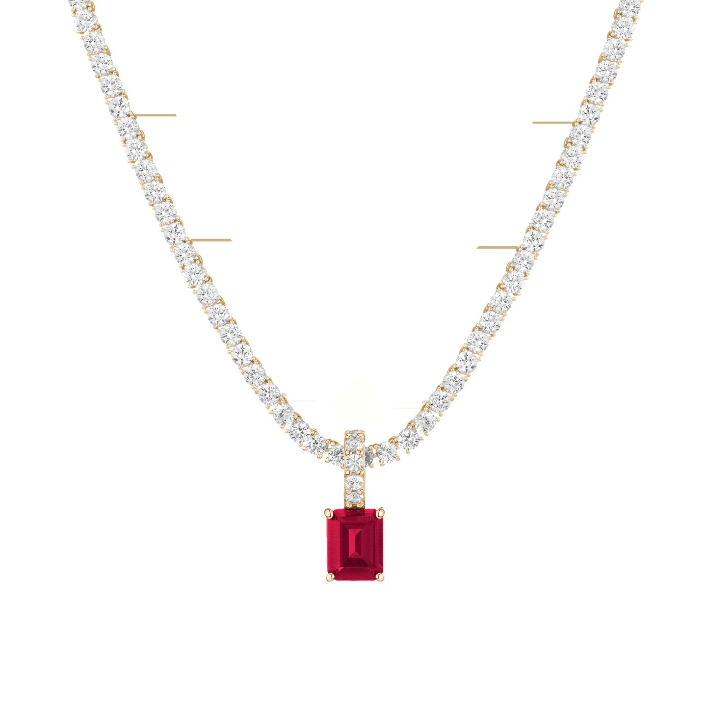 Emerald Cut Tennis Charm Pendant