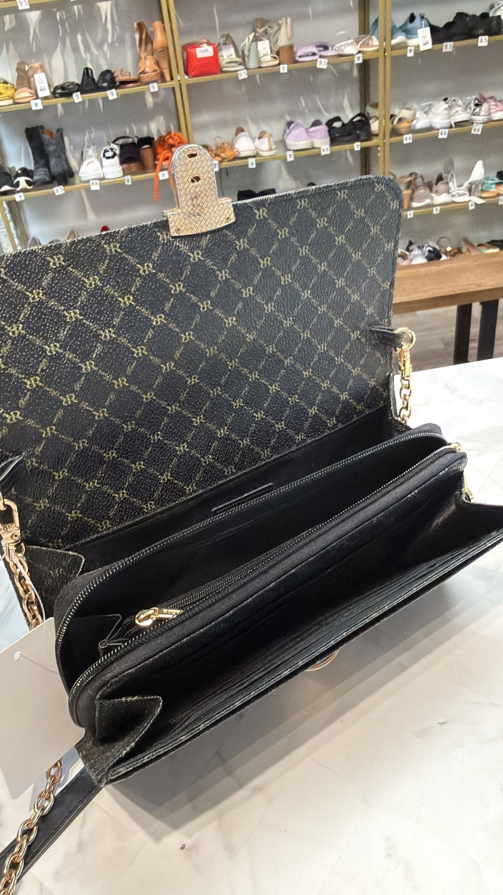 Rioni Black Laine Chained Clutch, 10"x5" (retail $290)