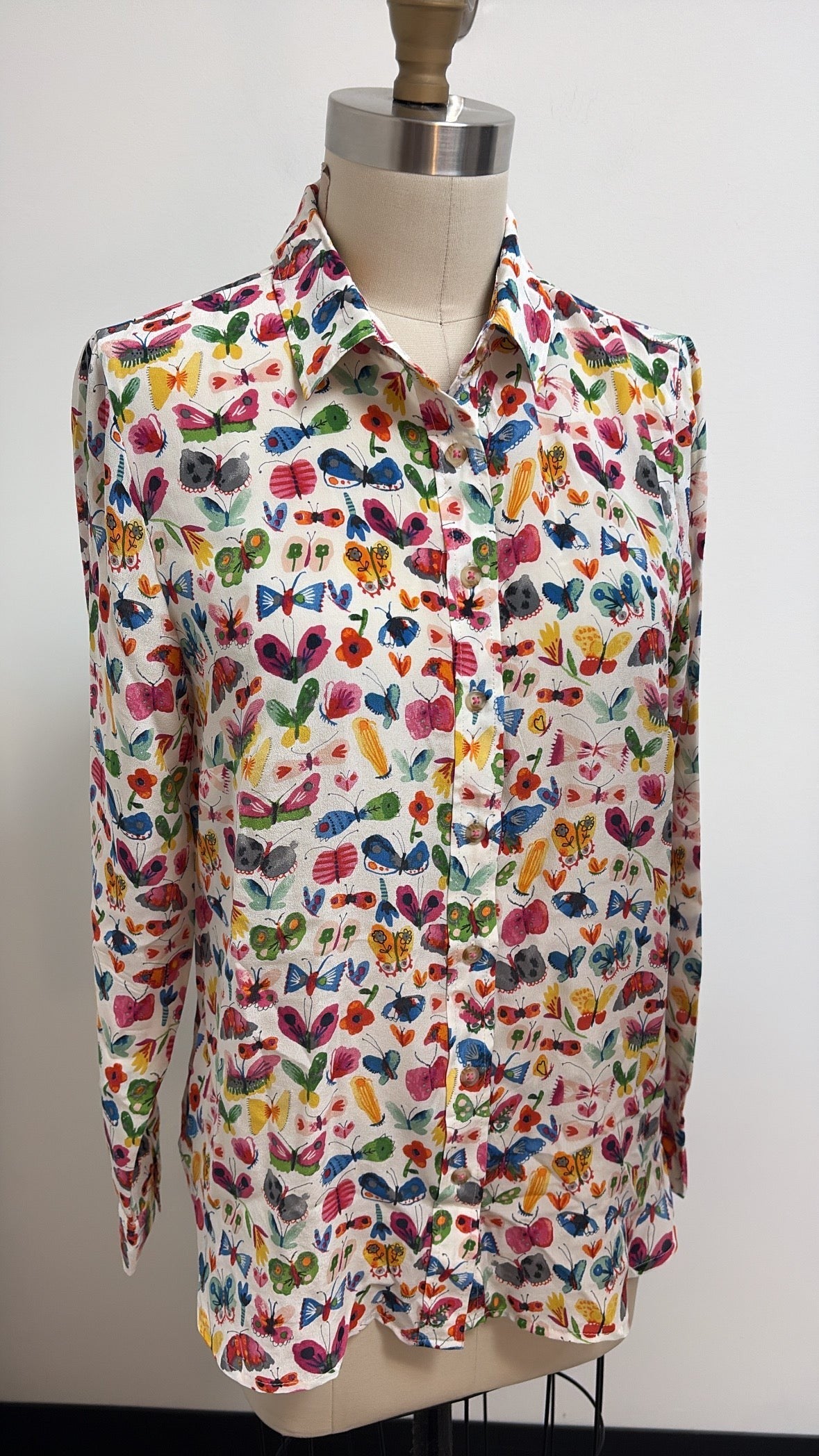 Anthropologie Carolyn Gavin 100% Silk Butterfly Top, 8