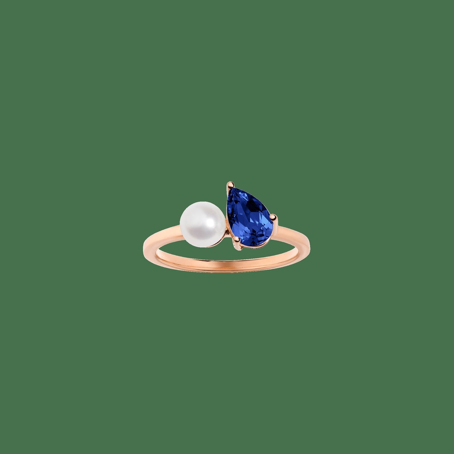 Pearl Toi et Moi Ring - Blue Sapphire