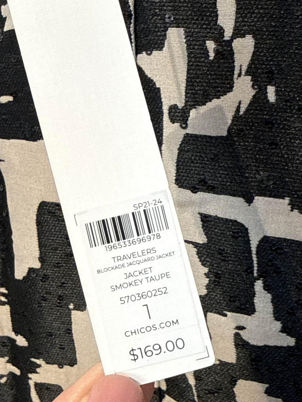 New Chico's Black Blockade Jacquard Jacket, M