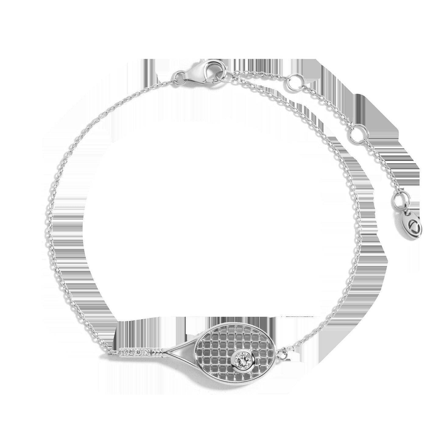 Lab Grown White Sapphire Tennis Racket Bracelet