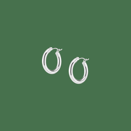 3mm Silver Hoop Earrings - 20mm