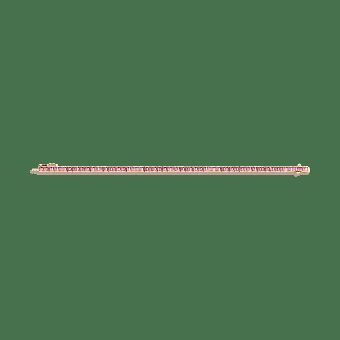 Lab Grown Pink Sapphire Baguette Tennis Bracelet