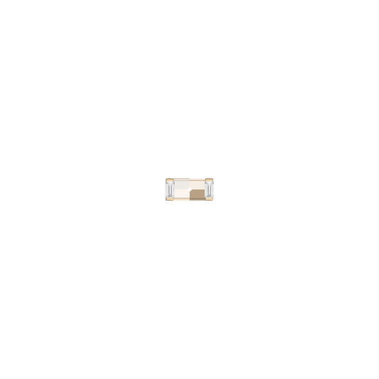 Lab Grown White Sapphire Baguette Stud Earrings - Flatback