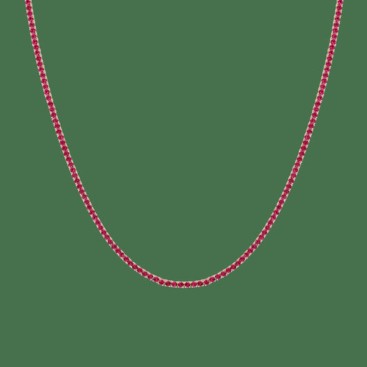 Lab Grown Red Ruby Tennis Necklace