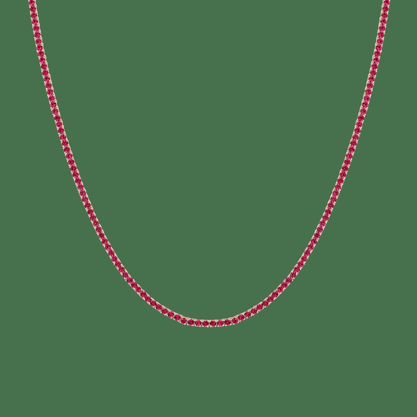 Lab Grown Red Ruby Tennis Necklace