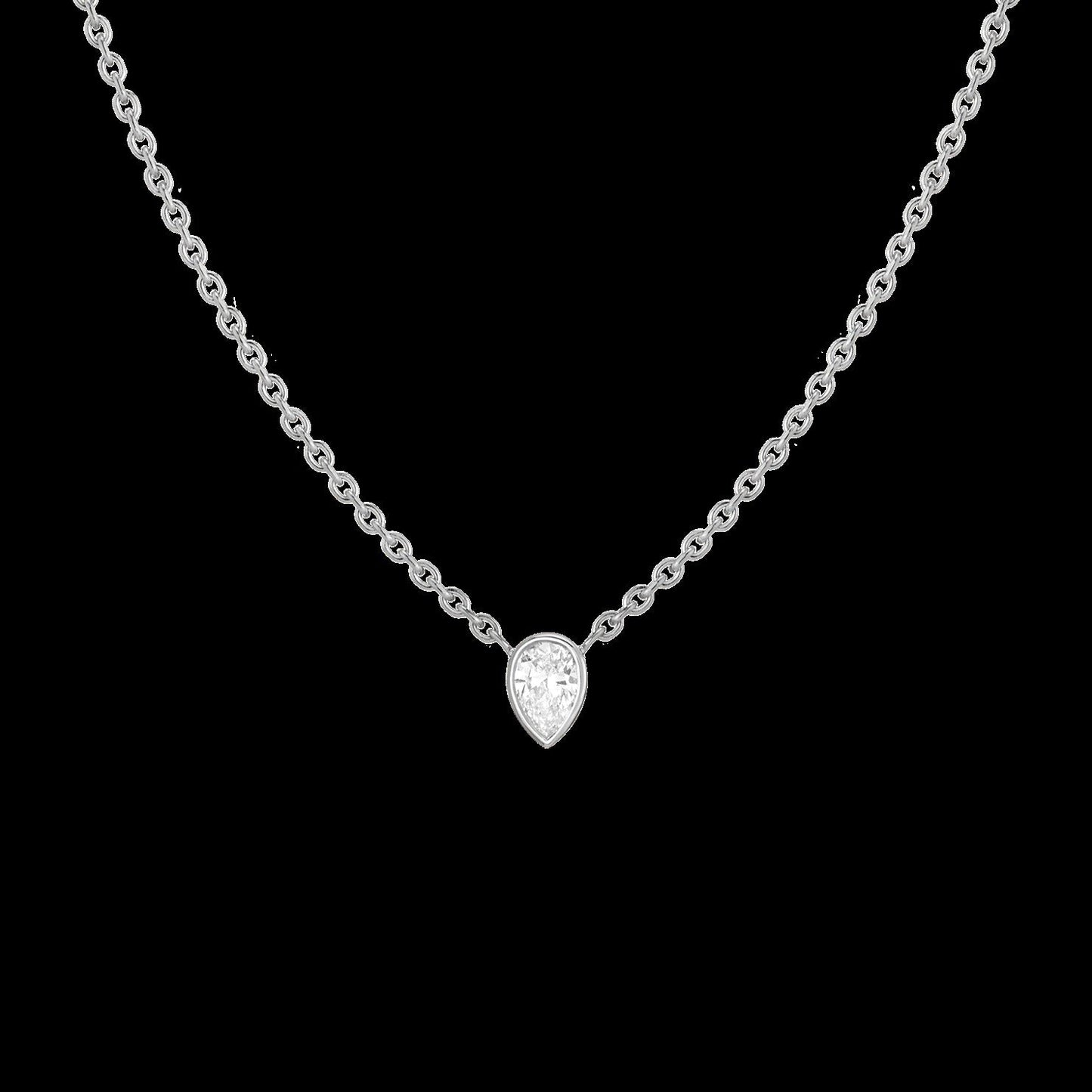 XL Lab Grown Diamond Pear Bezel Necklace