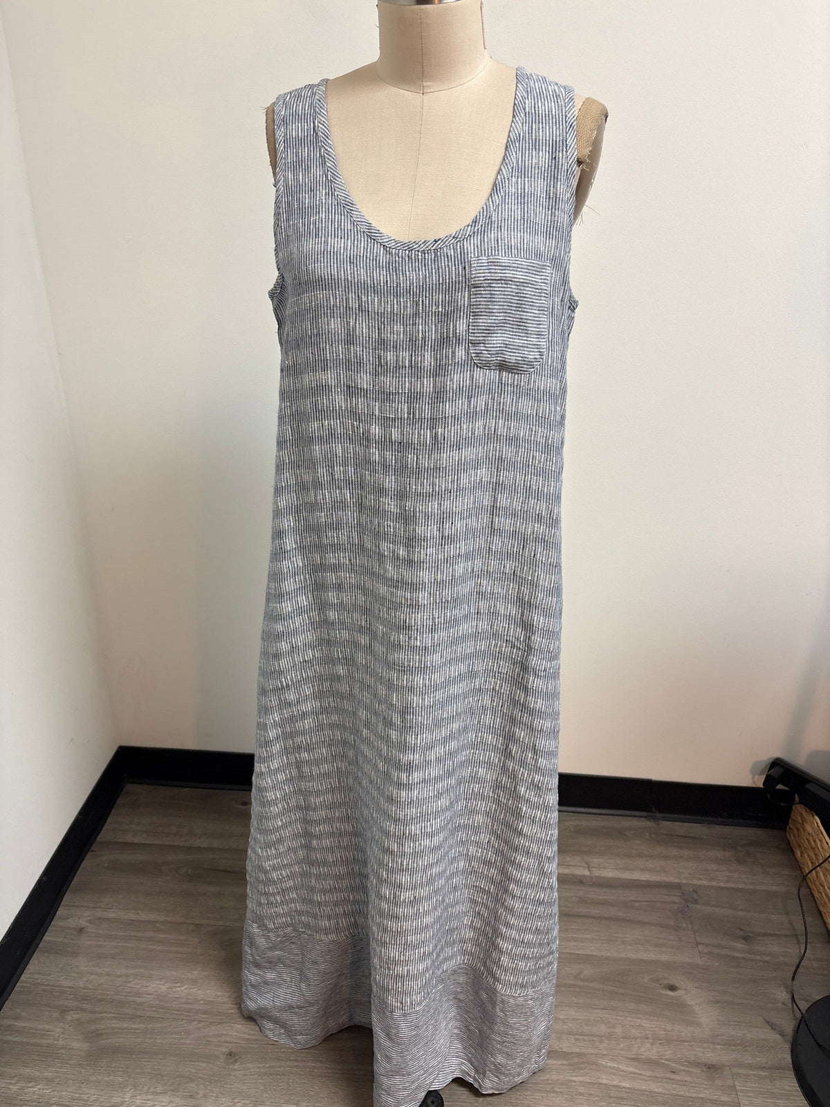 Poetry 2pc Blue 100% Linen Dress + Jacket, 12
