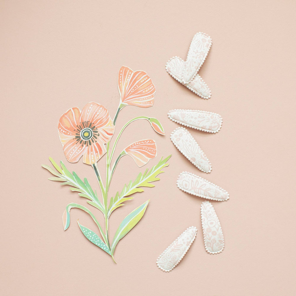 Rosa Pink Floral Fabric Hair Clips