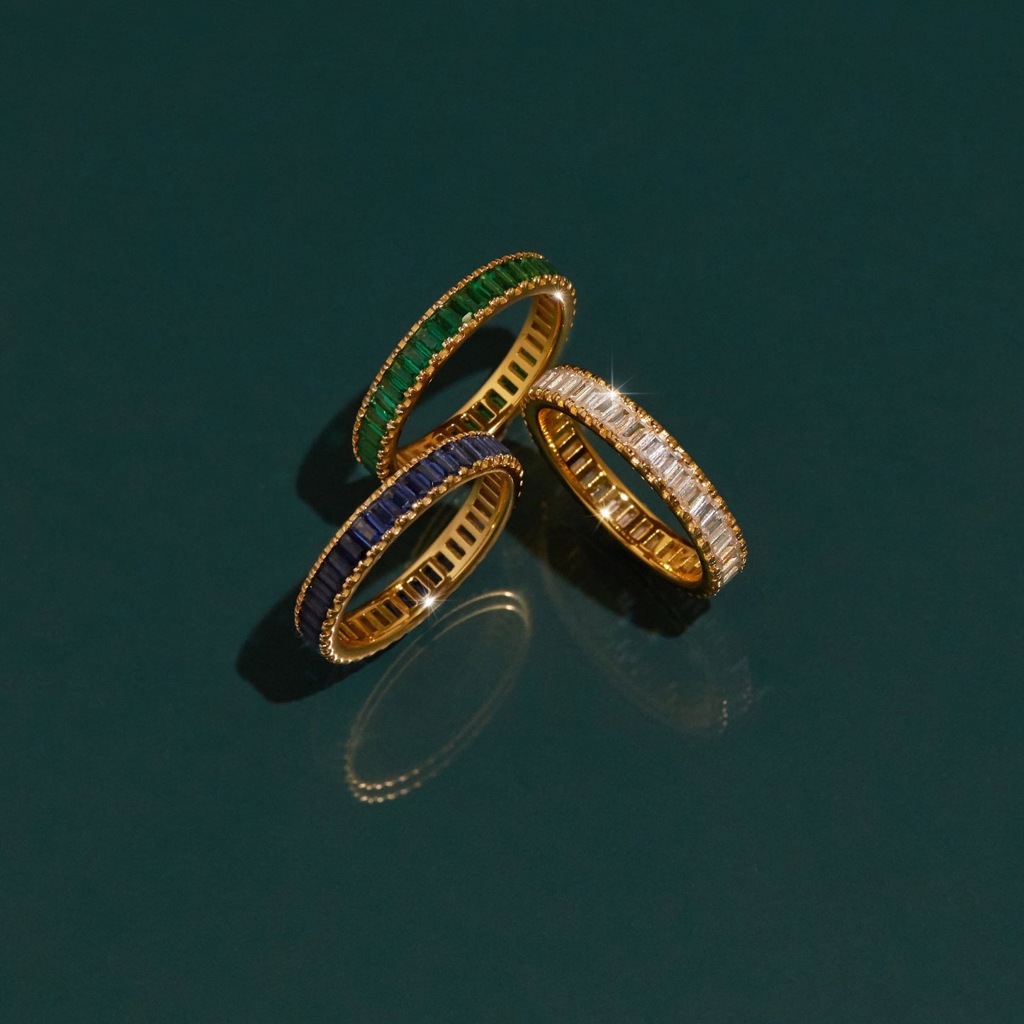 Lab Grown White Sapphire Baguette Eternity Ring