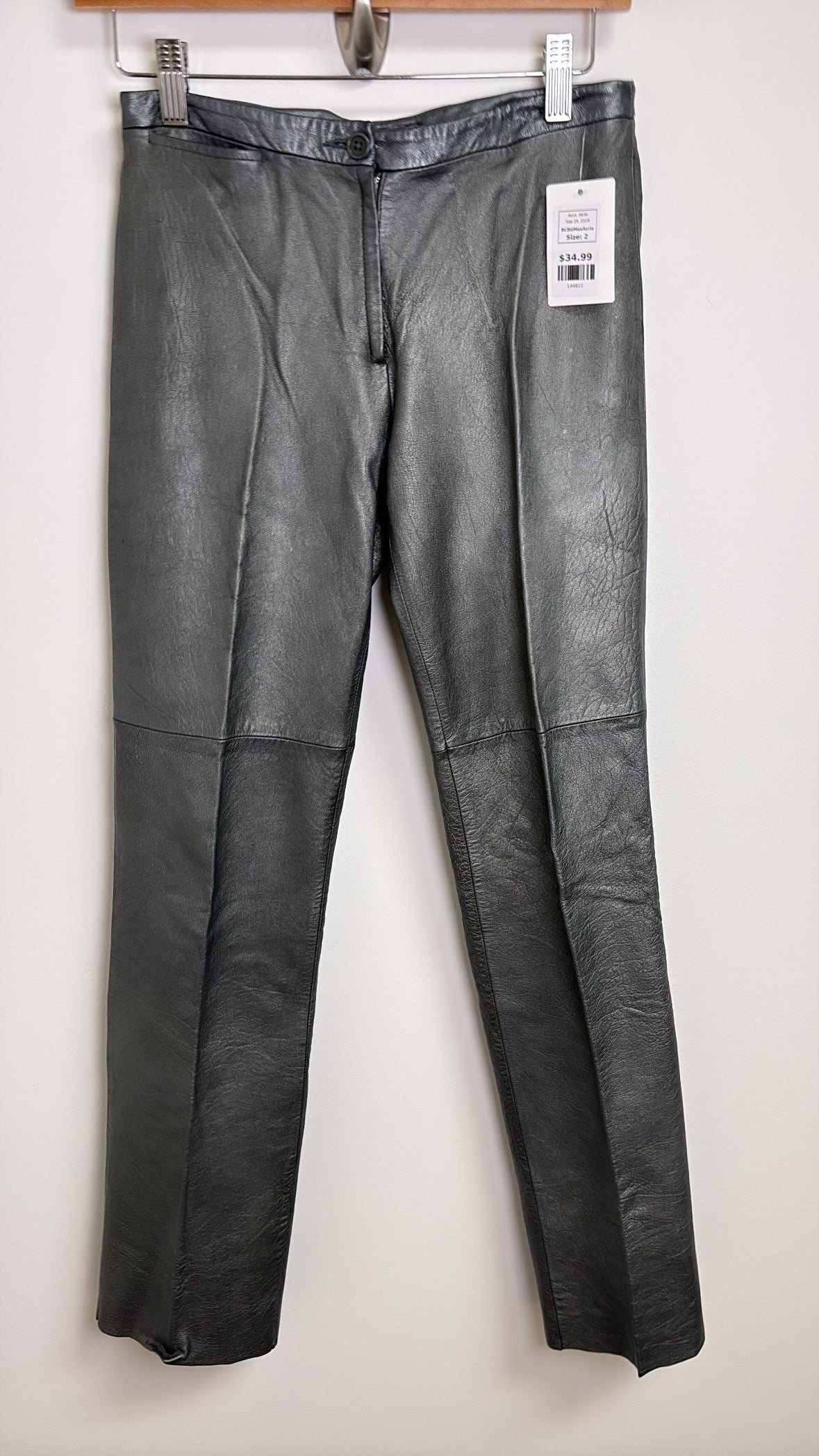 BCBGMaxAzria 31" Inseam Genuine Leather Jeans, 2