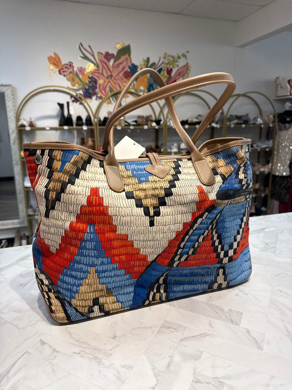 Longchamp Roseau Panier d'Art Tote, 18"x11"
