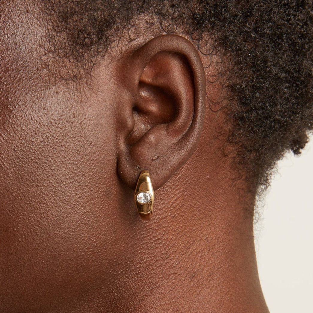 Chunky Lab Grown Diamond Oval Huggie Earrings