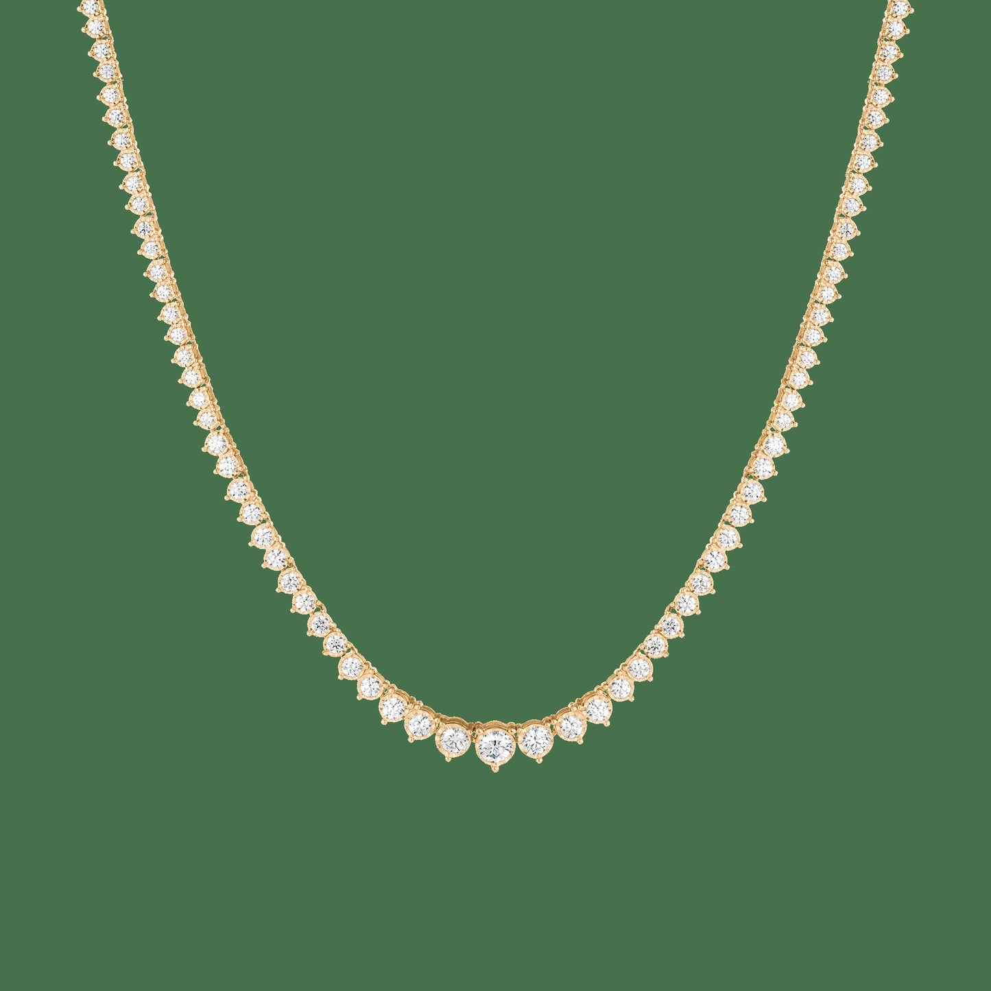 Three-Prong Graduated Tennis Necklace
