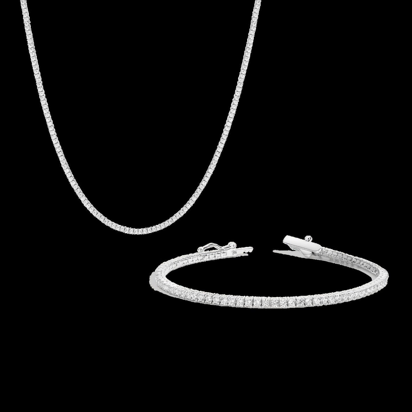 Lab Grown White Sapphire Tennis Set