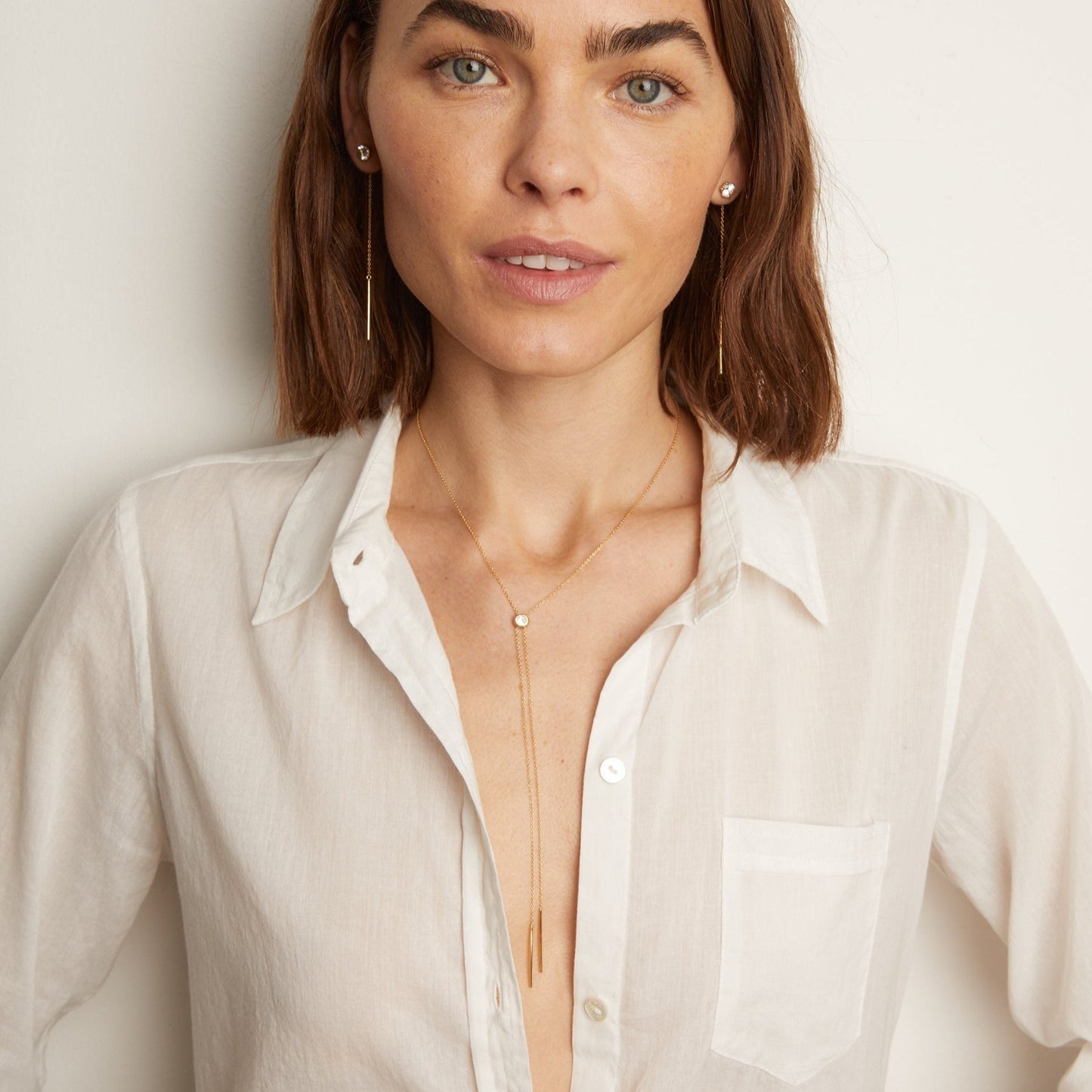 Aurate x Frye: Lab Grown White Sapphire Bolo Necklace