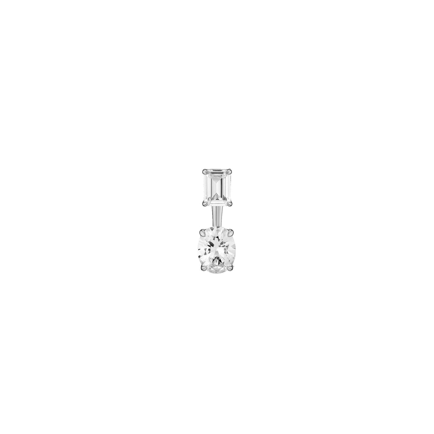 Lab Grown White Sapphire Ear Jacket - Oval Bottom Stone