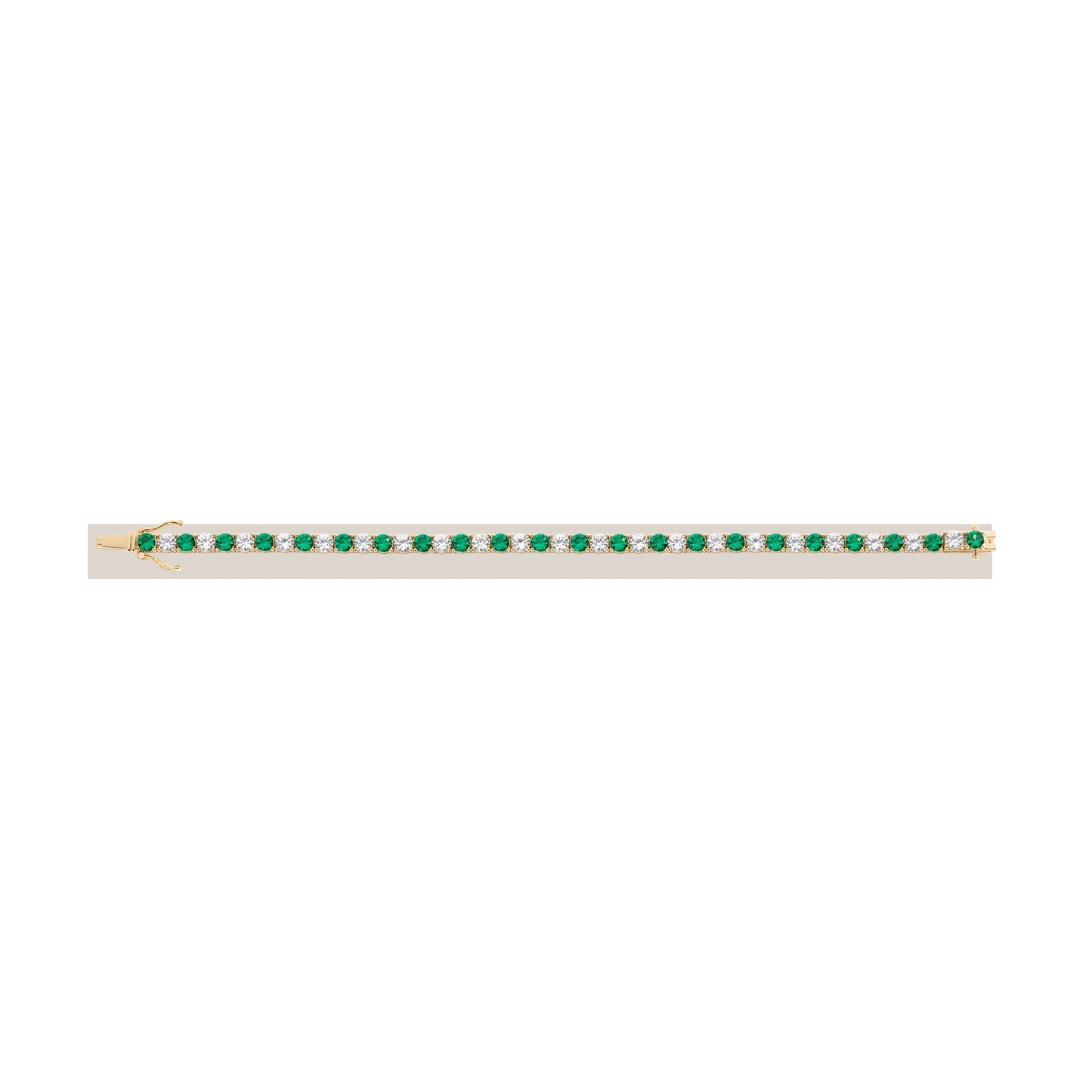 Lab Grown White Sapphire and Green Emerald Alternating Tennis Bracelet