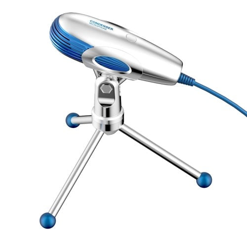 Yanmai SF500B Professional Condenser Sound Recording Microphone with Tripod Holder Cable Length 1.8m Blue